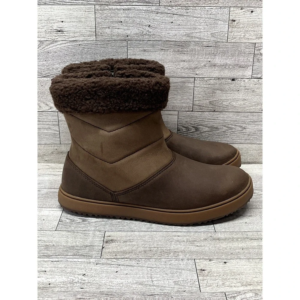 LL Bean 7.5 M Women's Mountainside Boots Mid‎ Fleece-Lined Brown Side Zip